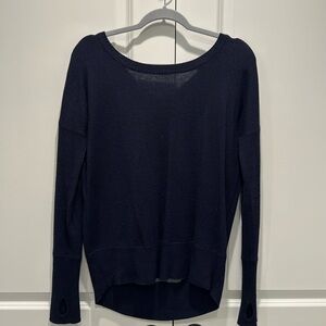 lululemon athletica reversible crew/V neck sweater, Size 6, navy and striped